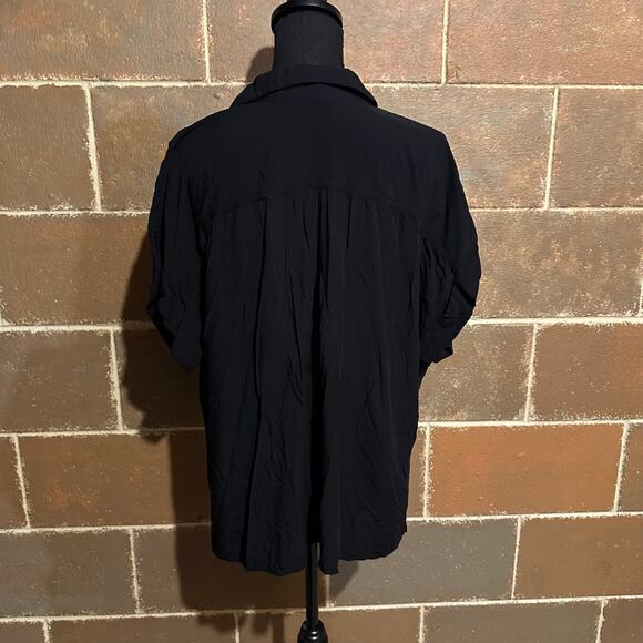 Velvet Heart Black Short Sleeve Button Up Shirt Blouse Women's Plus 1X - Picture 5 of 9